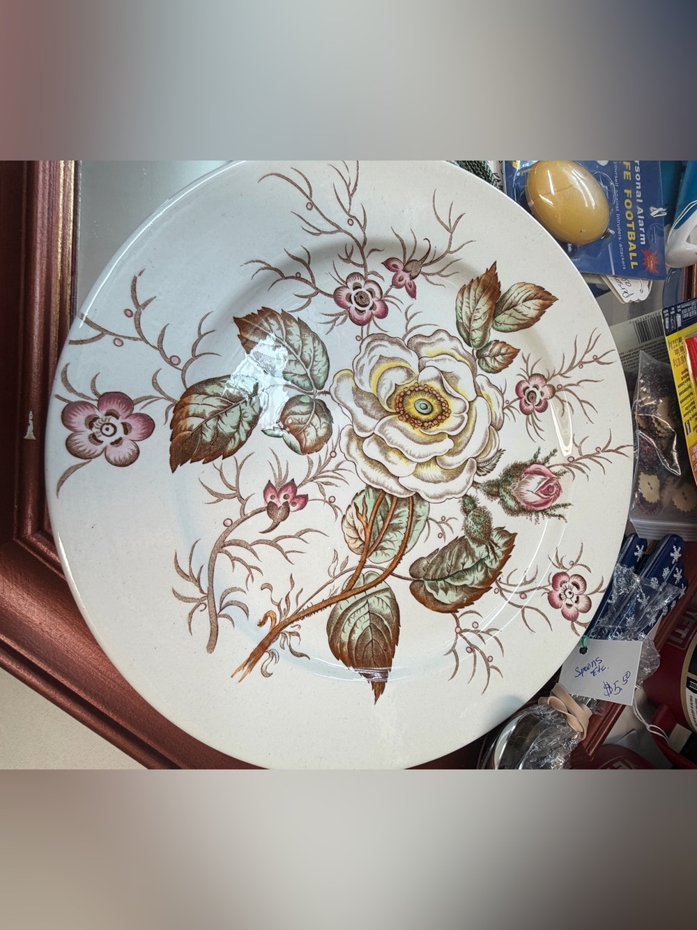 Old Rose Ceramic Plate by John Maddock & Sons - Marked England HUGE  PLATTER!